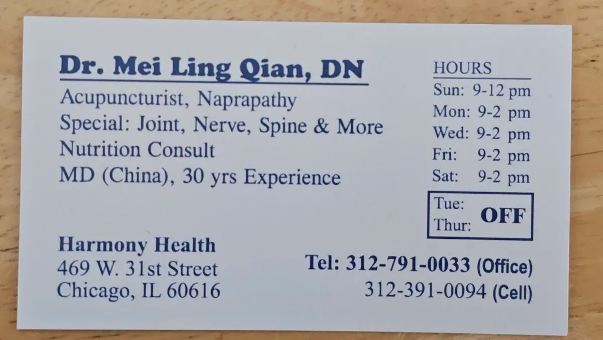 Meiling Qian, DN — Acupuncture in W 31st St, Chicago