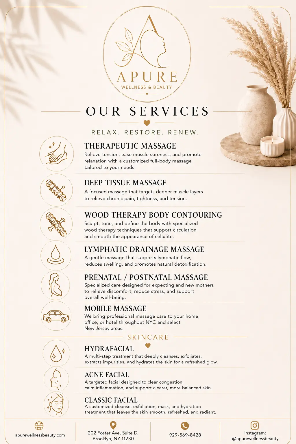 APURE WELLNESS & BEAUTY — Massage Therapy in Foster Ave Ste D, New York