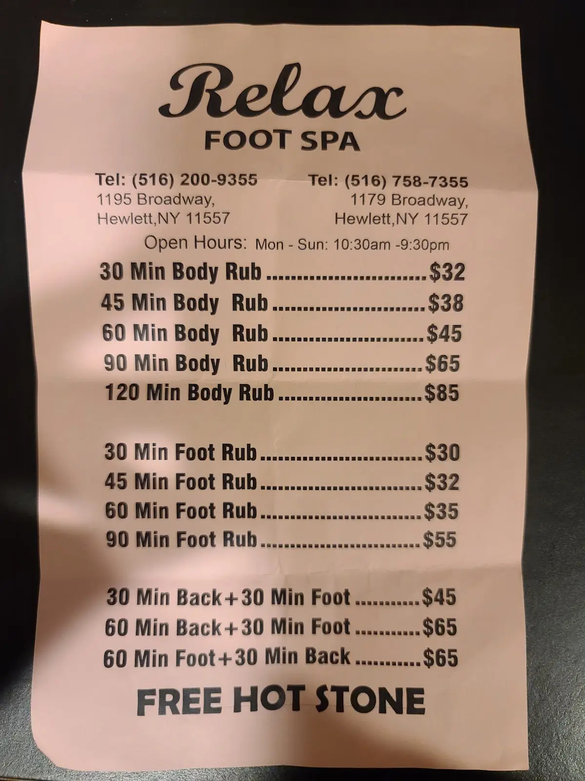 Relax Foot Spa — Massage Therapy in Broadway, New York