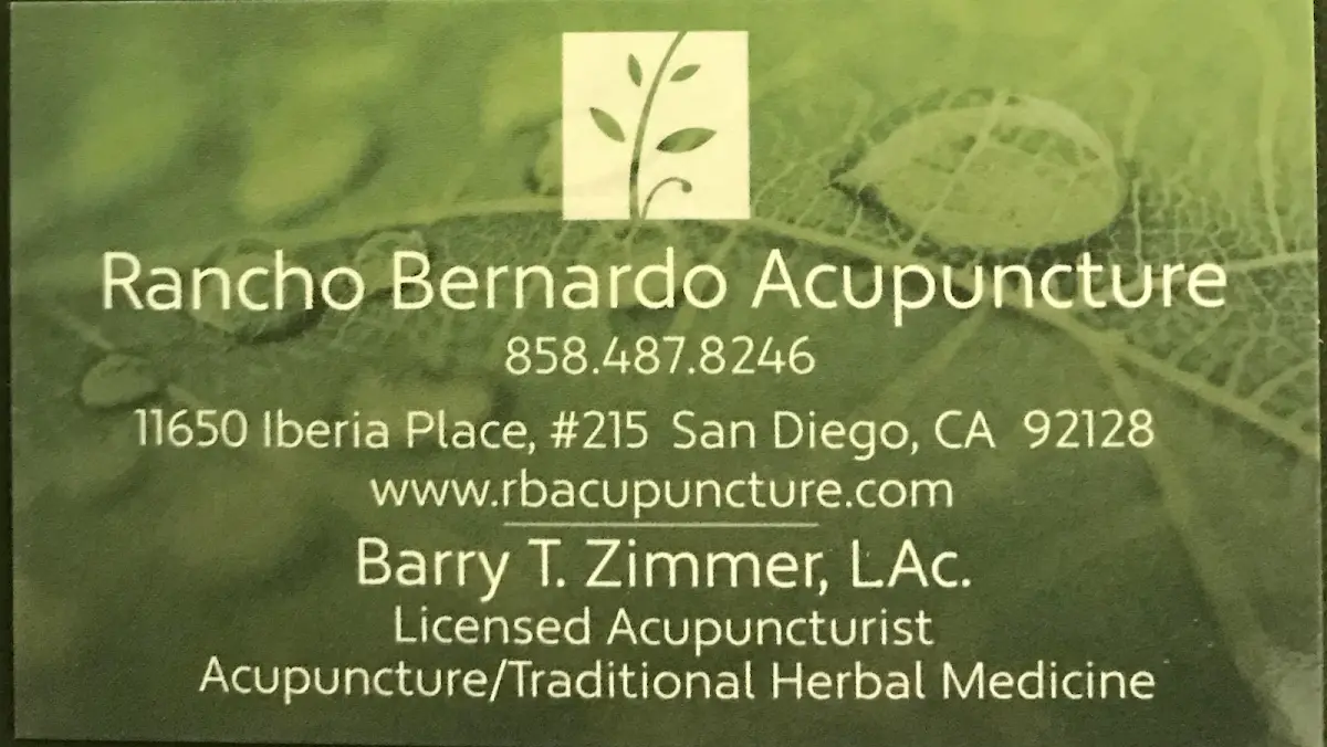 Rancho Bernardo Acupuncture, Barry T. Zimmer, L.Ac. — Acupuncture in Iberia Pl, San Diego